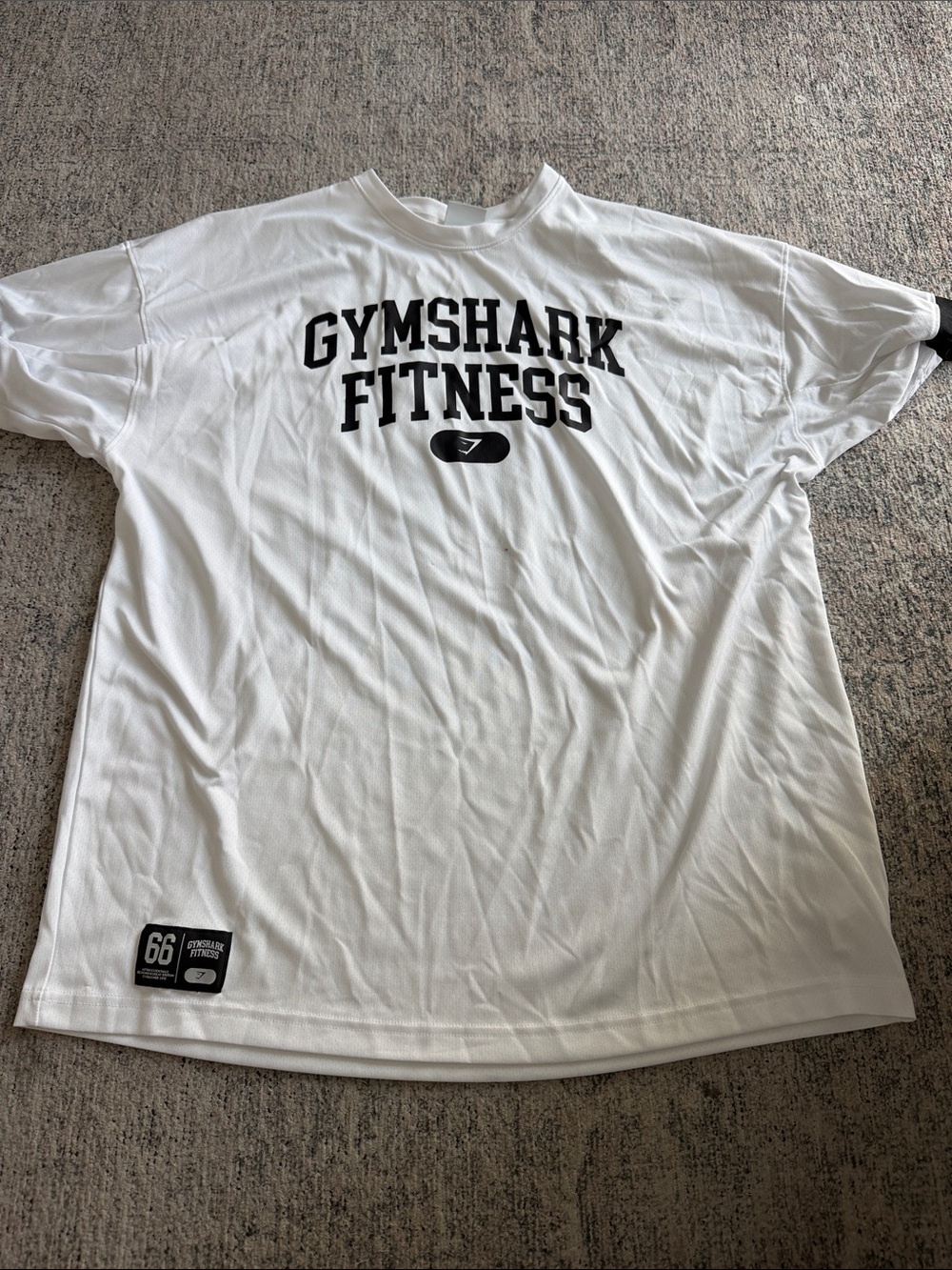 Gymshark Men's White Fitness Logo Jersey 66 Tee with Black Print